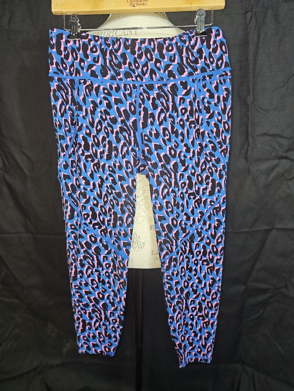 Womens Blue and Pink Leopard Print Leggings